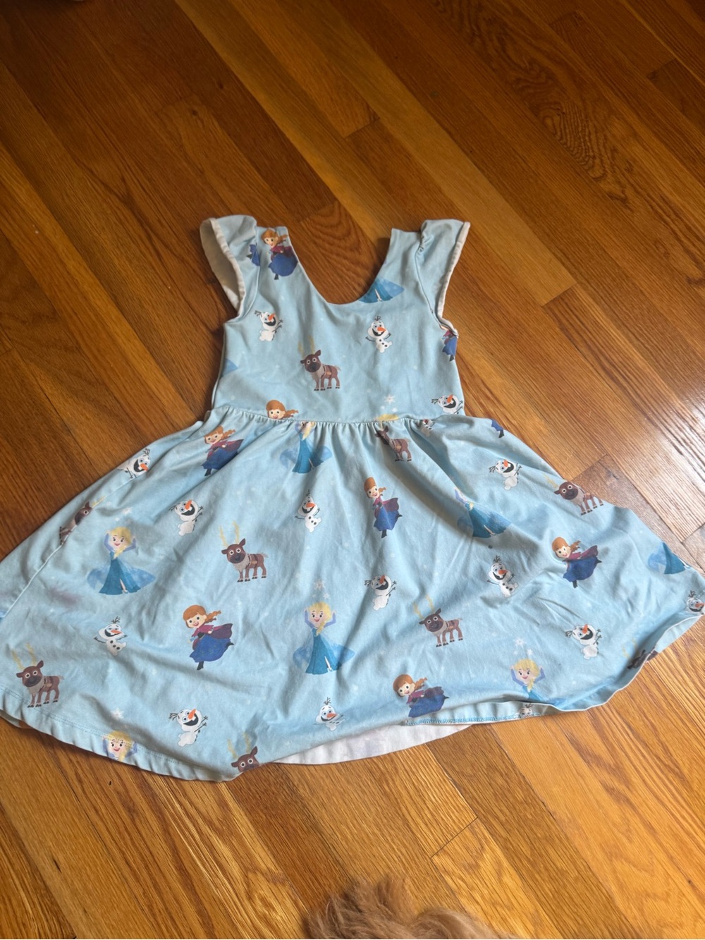 Light Blue Frozen-Themed Girls' Dress with Character Print